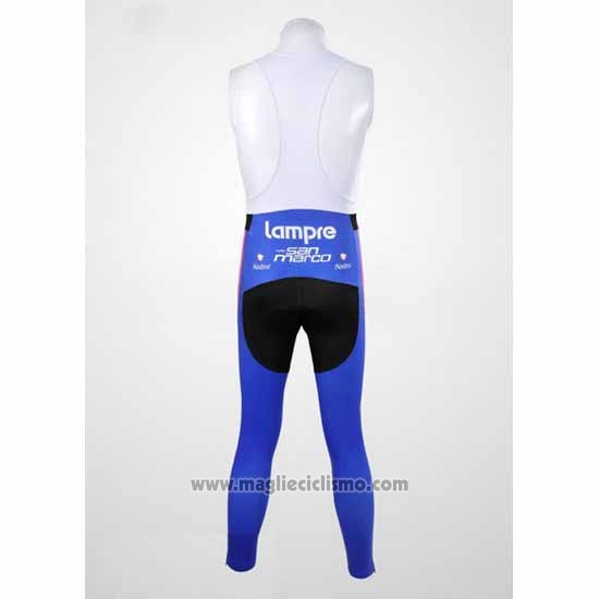 2012 Abbigliamento Ciclismo Lampre ISD Rosa e Celeste Manica Lunga e Salopette